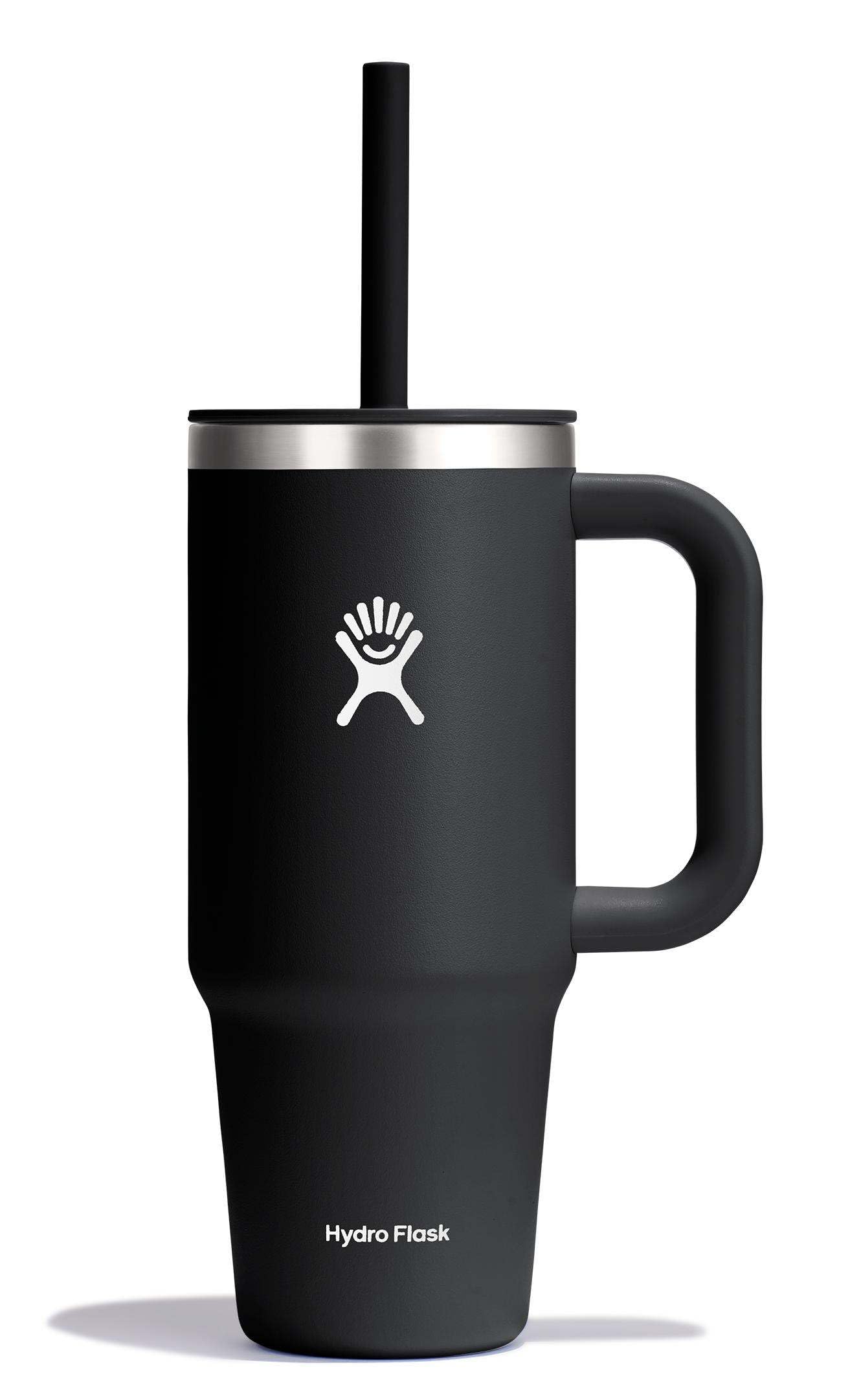 Hydro Flask - Travel Tumbler 1230 ml (40 oz) with lockable reed lid - Stainless steel - Double wall vacuum insulated - Splash proof lid - BPA free - Black