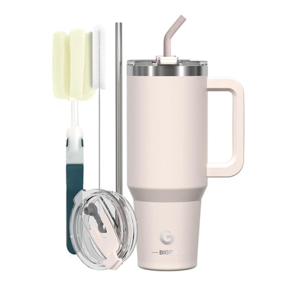BIGRD 40oz Stainless Steel Vacuum Insulated Thermos Cup, Double Walled, Leak-proof, with Straws and Locking Lid, BPA Free, Coffee Cup for Hot and Cold Purple,Blue
