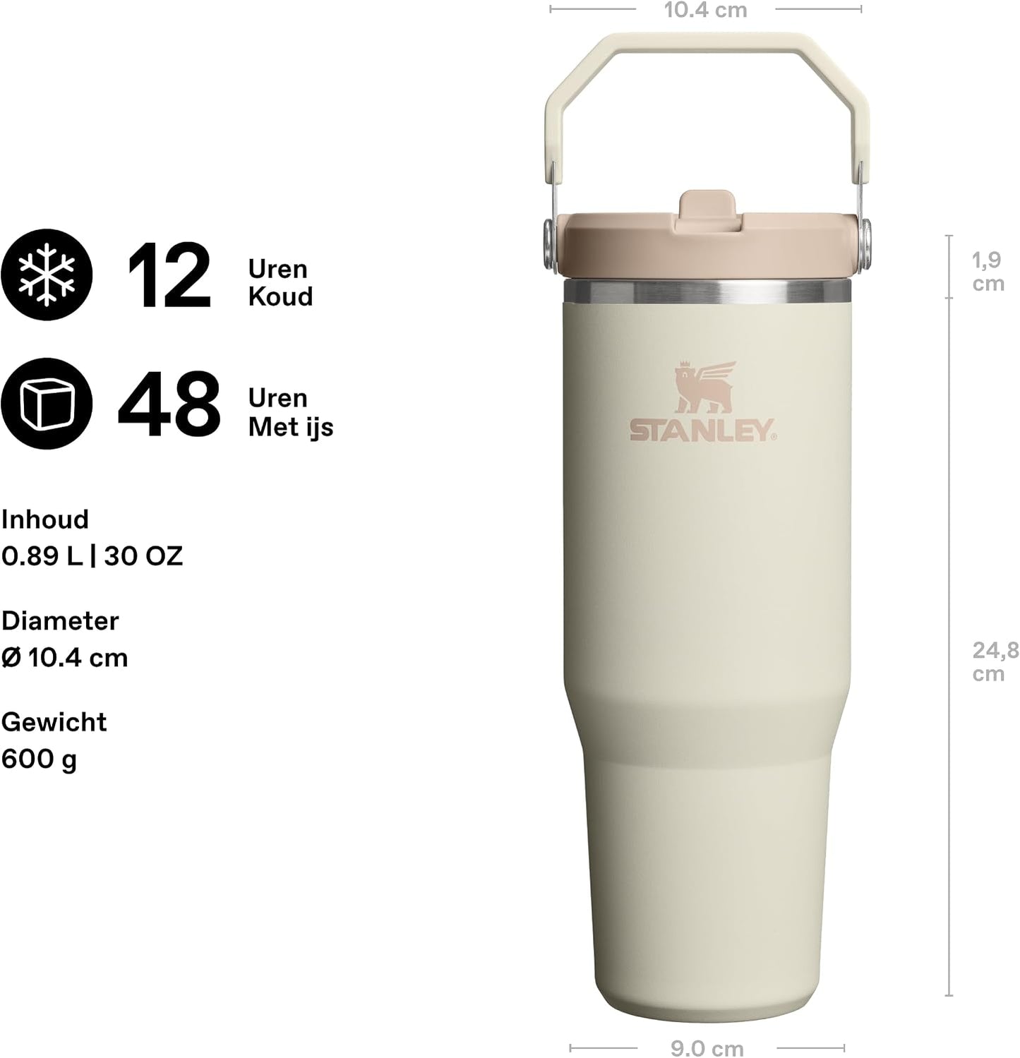 Stanley 1913 Flip Straw Tumbler 1.0 Water Bottle with Straw 0.89L - Keeps Cold for 12+ Hours - Stainless Steel Drinking Bottle - BPA Free - Easy to Carry - Dishwasher Safe