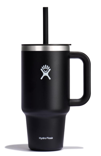 Hydro Flask - Travel Tumbler 1230 ml (40 oz) with lockable reed lid - Stainless steel - Double wall vacuum insulated - Splash proof lid - BPA free - Black