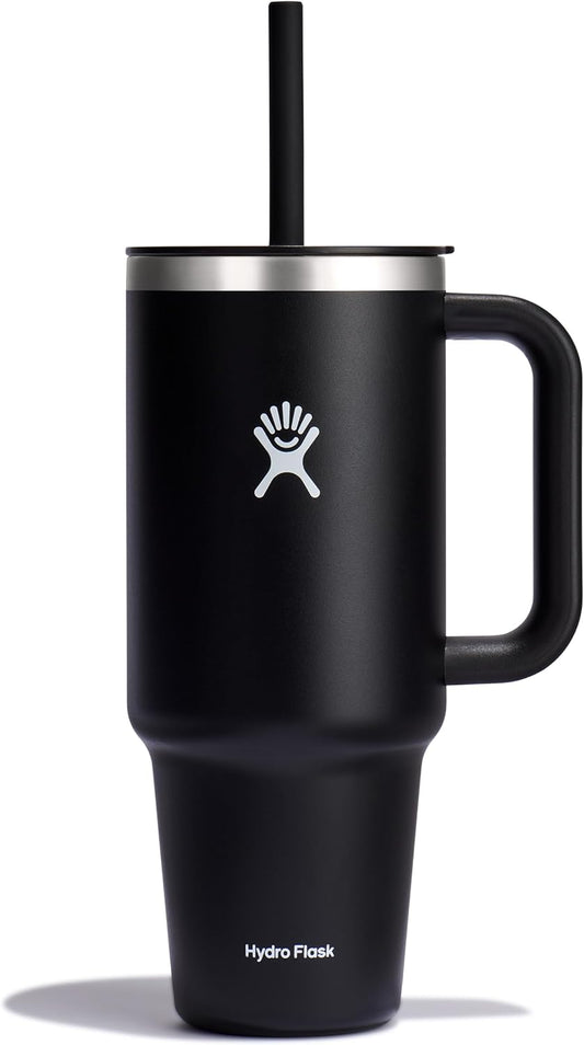 Hydro Flask - Travel Tumbler 1230 ml (40 oz) with lockable reed lid - Stainless steel - Double wall vacuum insulated - Splash proof lid - BPA free - Black