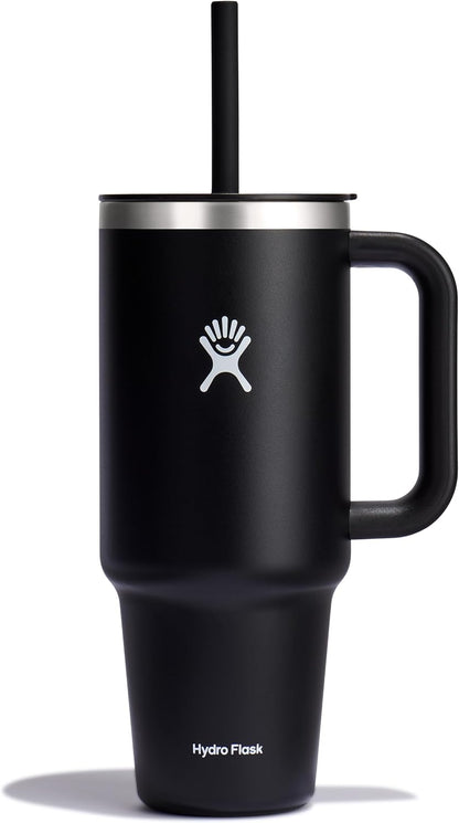 Hydro Flask - Travel Tumbler 1230 ml (40 oz) with lockable reed lid - Stainless steel - Double wall vacuum insulated - Splash proof lid - BPA free - Black
