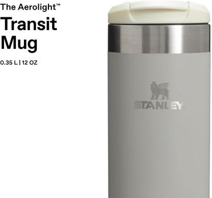 Stanley Aerolight Transit Thermos Cup 0.35L - Keeps Hot for 4 Hours - Cold for 6 Hours - Dishwasher Safe - Leakproof - Suitable for Cup Holder in Car - Thermos Coffee Cup - Ash