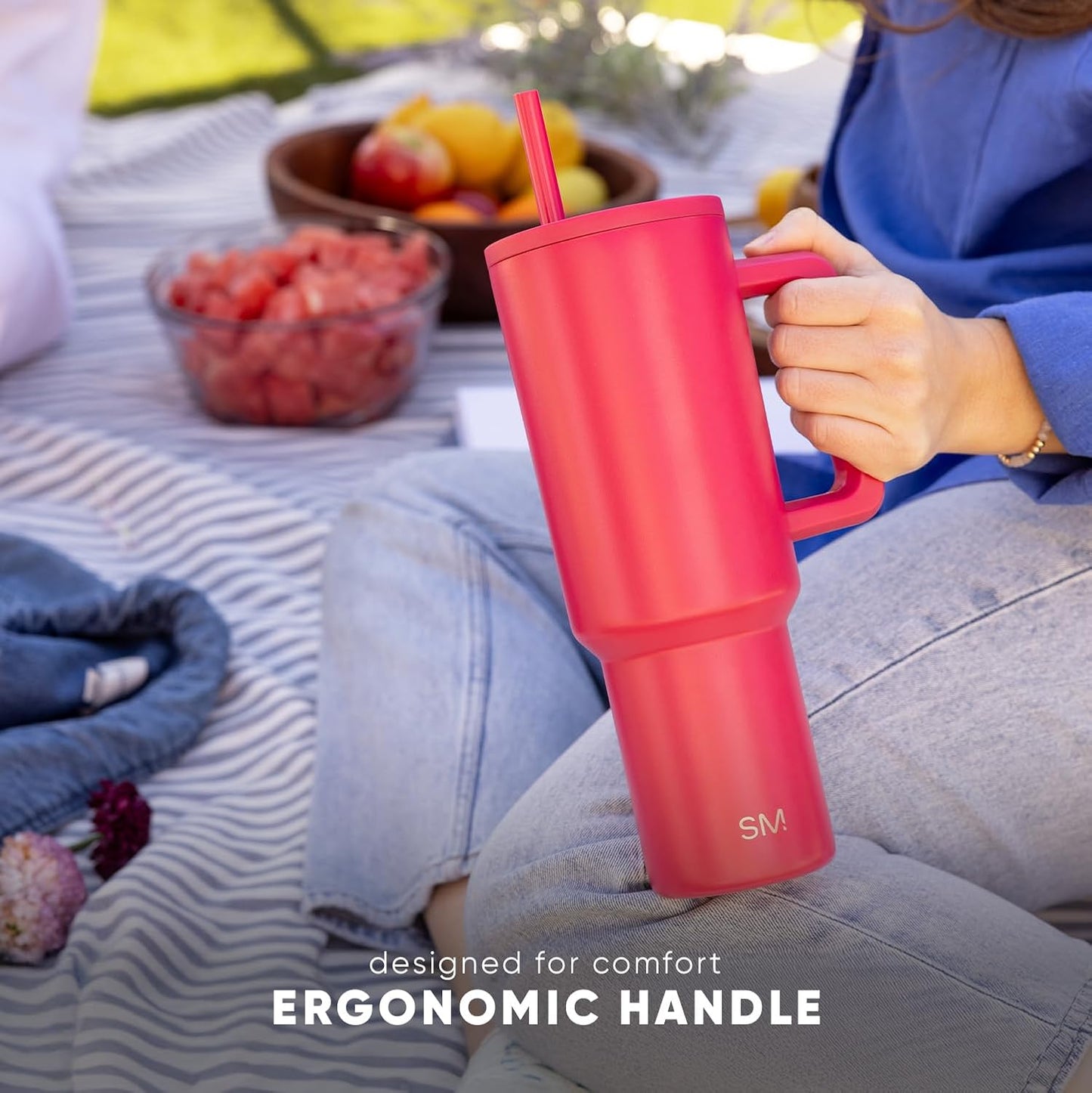 Simple Modern 44 oz Tumbler with Handle and Straw Lid | Reusable Insulated Stainless Steel Travel Mug Water Bottle Cup | Gifts for Men, Women, Mom, Dad | Trek Collection | 4 oz | Graphite
