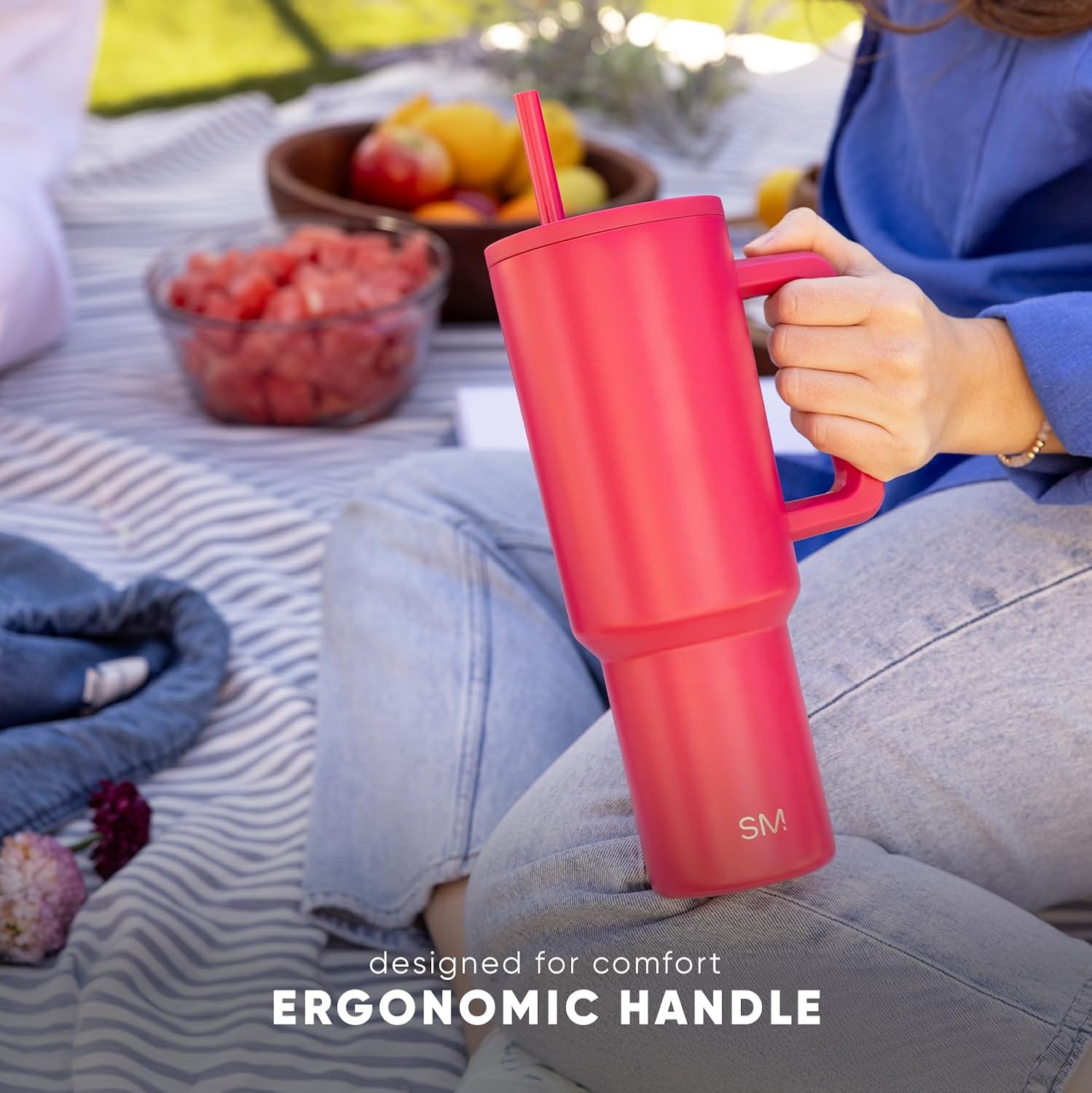 Simple Modern 44 oz Tumbler with Handle and Straw Lid | Reusable Insulated Stainless Steel Travel Mug Water Bottle Cup | Gifts for Men, Women, Mom, Dad | Trek Collection | 4 oz | Graphite