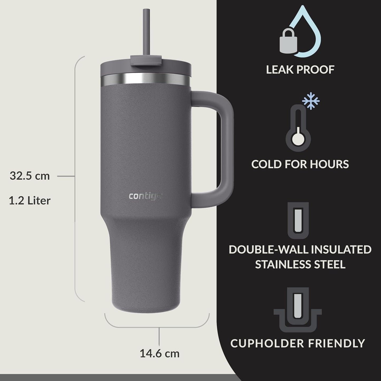 Contigo Unisex-Adult Streeterville Tumbler Thermosfles met deksel en rietje