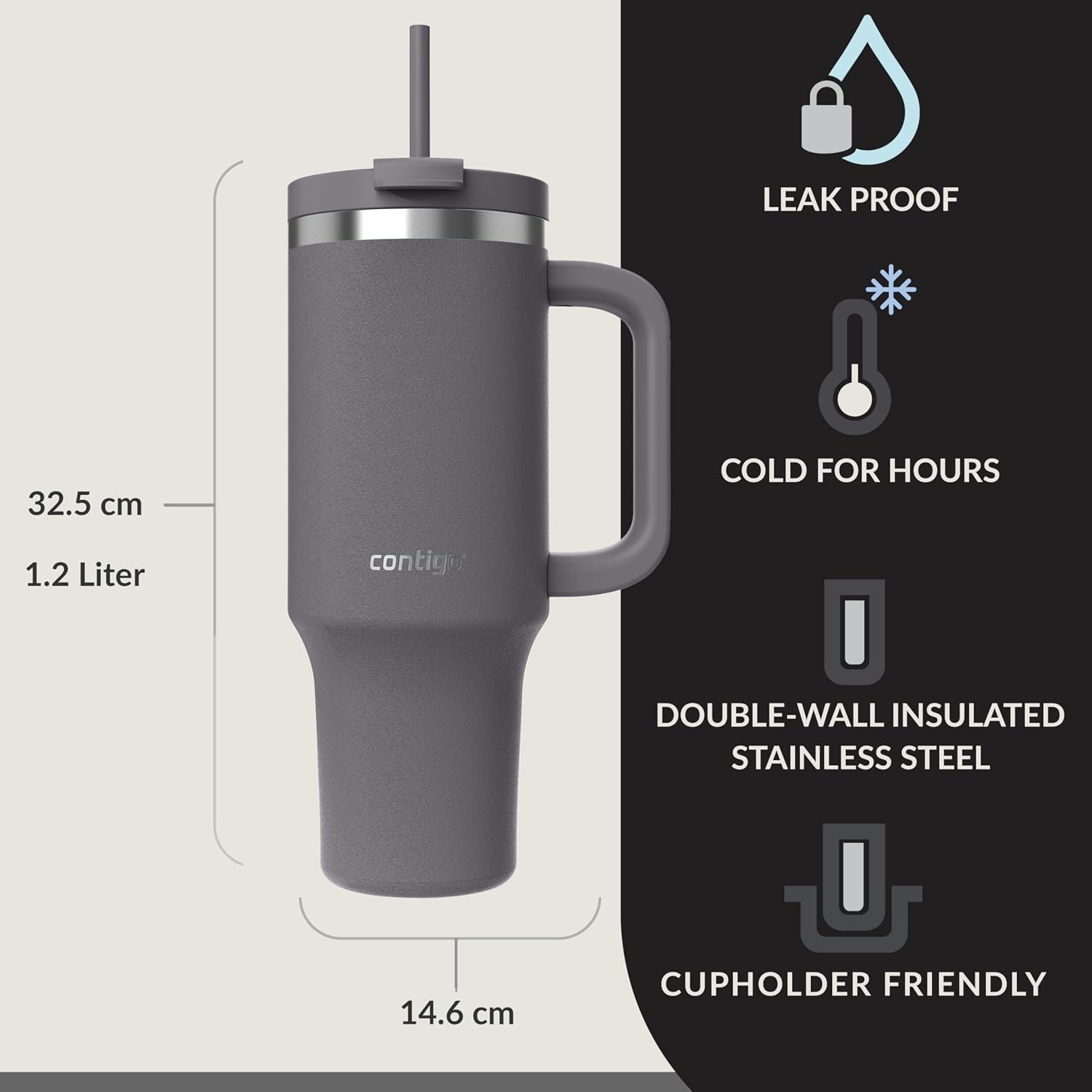 Contigo Unisex-Adult Streeterville Tumbler Thermosfles met deksel en rietje