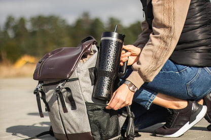 Milu Double Wall Thermal Mug 1200ml with Straw and Handle, 24 Hours Ice Cold/12 Hours Hot Tumbler Stainless Steel with Handle, Thermos Bottle for Carrying (Black Leopard, 1200ml)