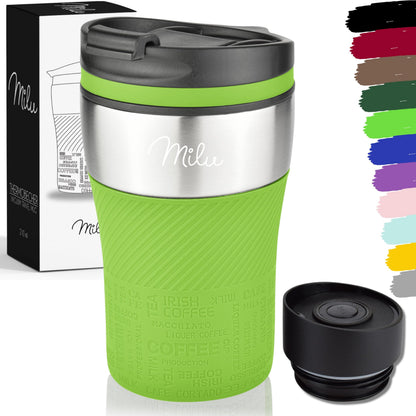 Milu Thermal Cup - 210 ml 100% Leakproof - Insulated Cup, Coffee Cup to Go, Drinking Cup Made of Stainless Steel - Car Cup Double Wall Insulation - Travel Mug - Travel Mug - Black