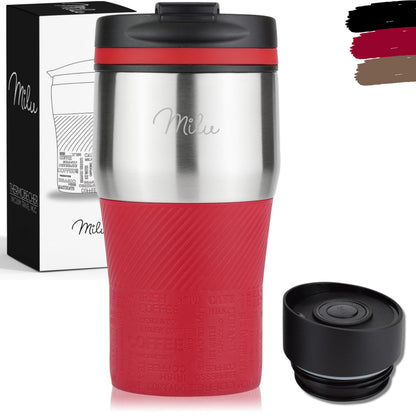 Milu Thermal Cup - 210 ml 100% Leakproof - Insulated Cup, Coffee Cup to Go, Drinking Cup Made of Stainless Steel - Car Cup Double Wall Insulation - Travel Mug - Travel Mug - Black