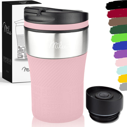 Milu Thermal Cup - 210 ml 100% Leakproof - Insulated Cup, Coffee Cup to Go, Drinking Cup Made of Stainless Steel - Car Cup Double Wall Insulation - Travel Mug - Travel Mug - Black
